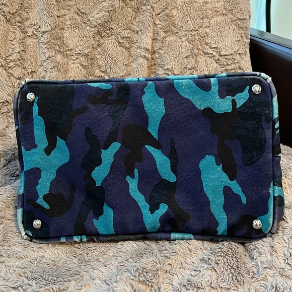 PRADA LARGE CANAPA DENIM ARMY BLUE PRINT - Picture 7 of 17